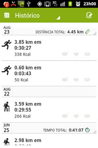 endomondo sports tracker historico