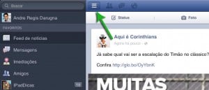 Barra de Menu do Facebook para iPad