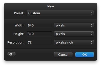 Arquivo novo no Pixelmator
