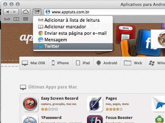 truques do Mac OSX partilhar no twitter