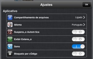 Ajustes do aplicativo Wireless Drive