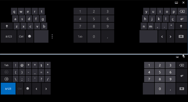 teclado touch configuração
