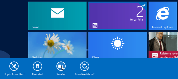 start screen do pc redimensionar o mosaico