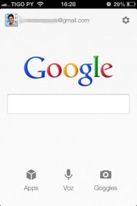 Tela inicial do Pesquisa Google do iPhone