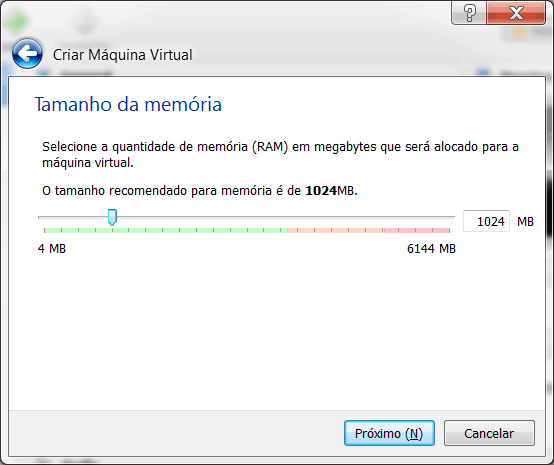 Windows 8 no Virtual Box definir memória