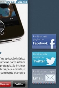 Compartilhar as dicas por Facebook, Twitter e e-mail.