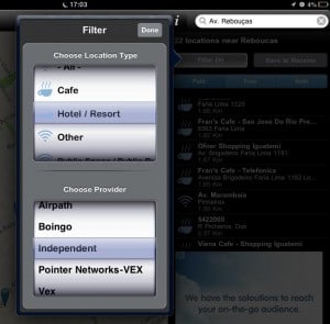Busca e filtro no Wi-Fi Finder