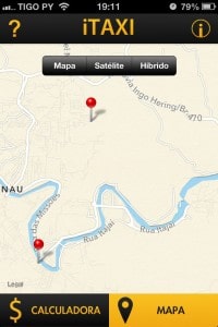Mapa do trajeto no iTaxi para iPhone.