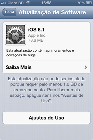 atualização do sistema IOS
