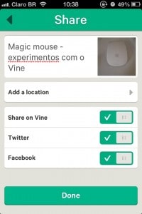 Vine - compartilhando um vídeo