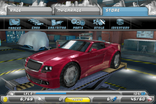 garagem do aplicativo rogue racing para iphone e android