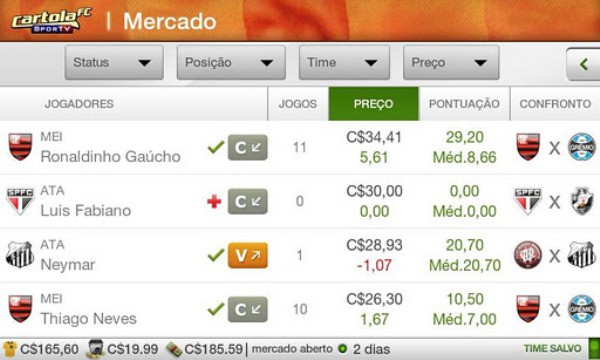 Cartola FC SporTV como usar