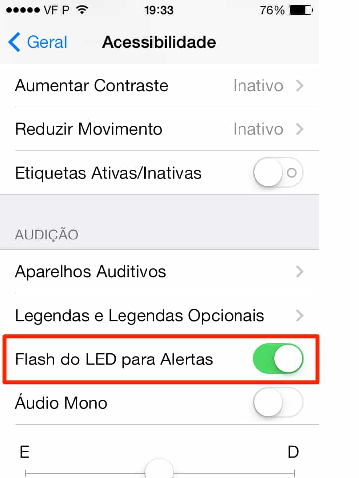 ios 7 ligar as LED