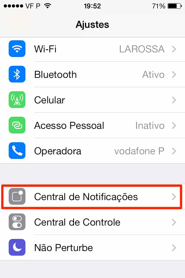 iOS 7 central de notificações