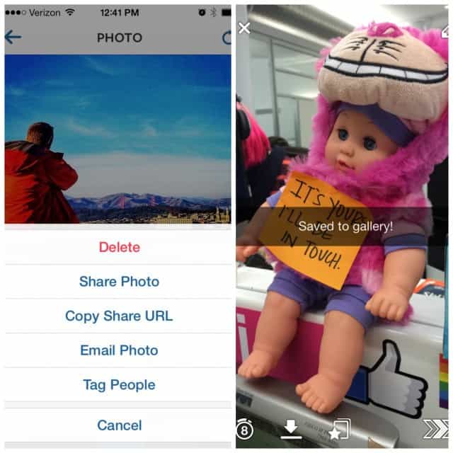 Instagram vs Snapchat salvar e compartilhar