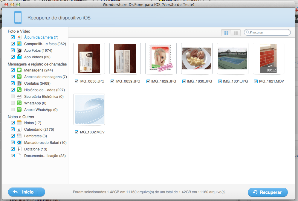 arquivos recuperados no iPhone e iPad