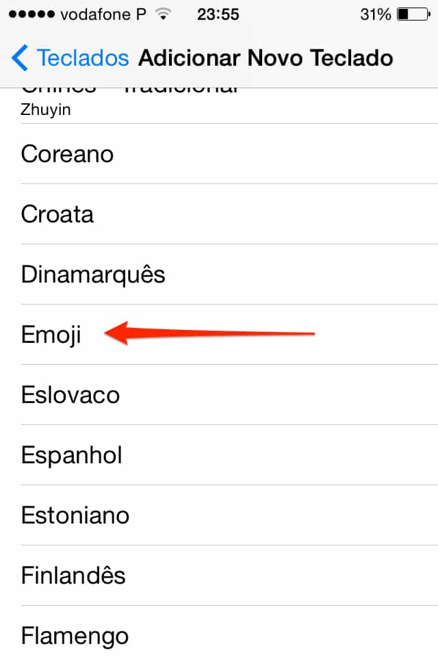 coisas incomuns que o iPhone faz adicionar a opção emoji