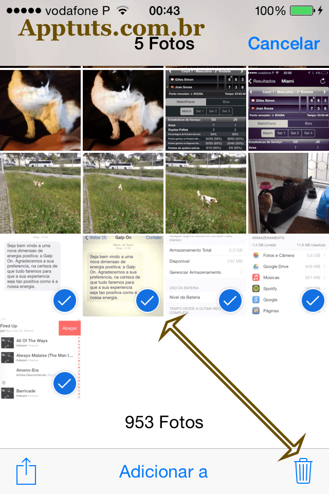apagar fotografias e vídeos no iPhone