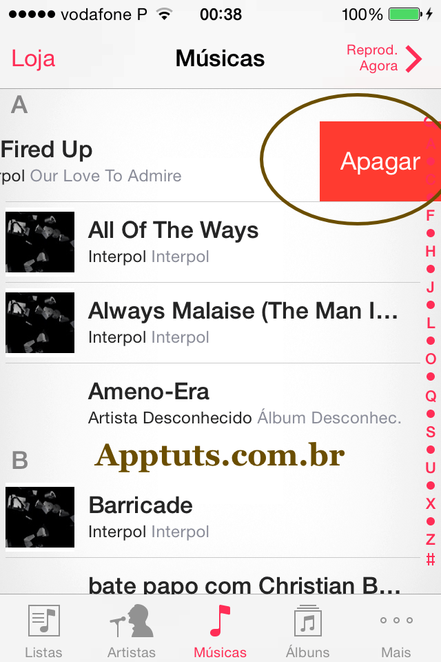 apagar uma música no iPhone