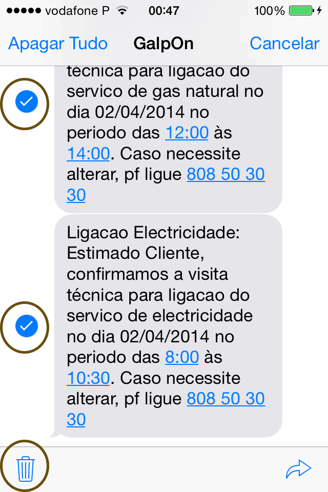 eliminar mensagens no iPhone