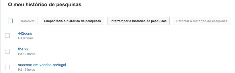 eliminar todo o histórico do Youtube