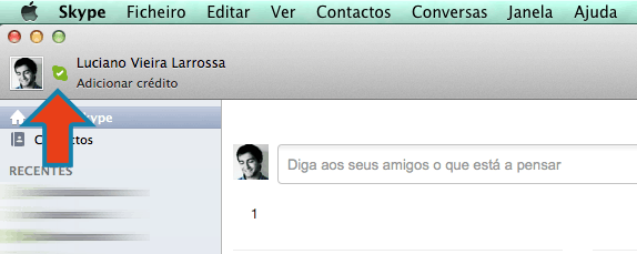 começar a usar o Skype Modificar o status