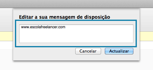 começar a usar o Skype mudando a mensagem de disposição