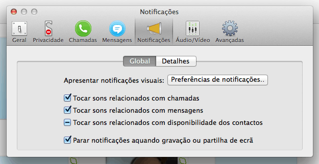 começar a usar o Skype notificações