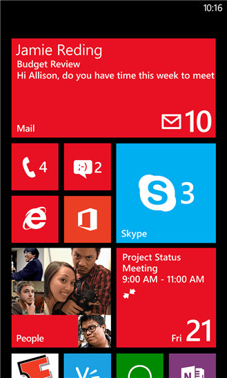 mensagens para Windows Phone Skype