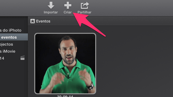 Tutoriais iMovie botão criar