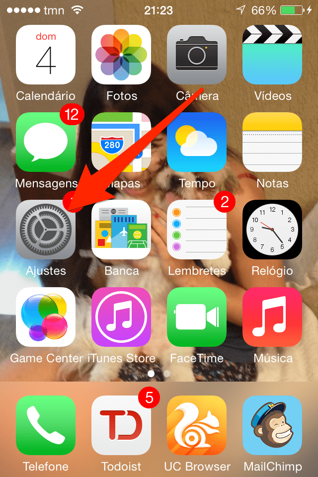 ir aos ajustes no iPhone