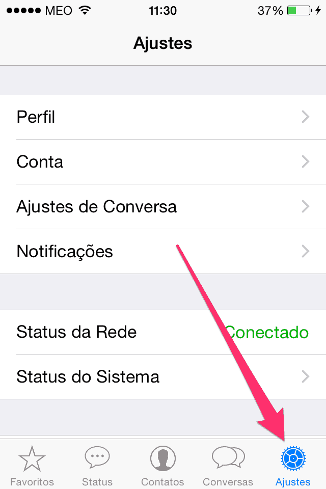 Ajustas das mensagens no Whatsapp