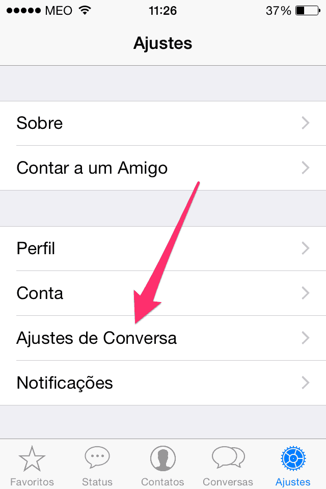 Ajustes de conversa no whatsapp