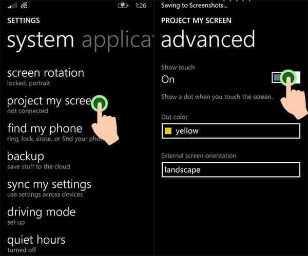 Project MyScreen para Windows Phone