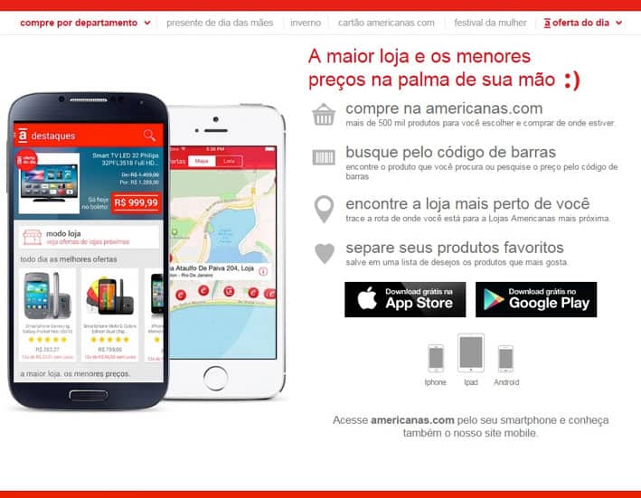 americanas app de compras