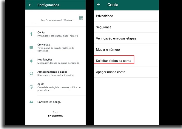 dados do usuário do whatsapp