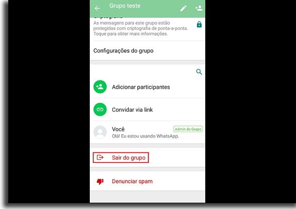 sair de grupo de whatsapp