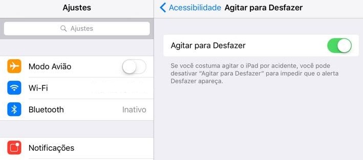 agitar para desfazer ios 9