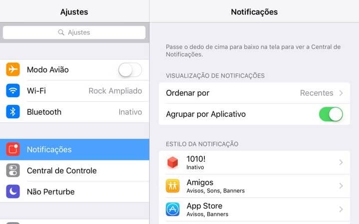agrupar notificações ios 9