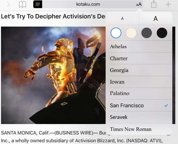 modo leitura no ios 9