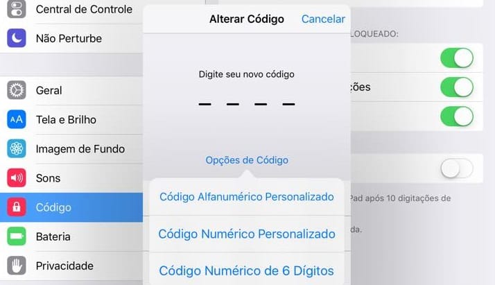 mudar senha no ios 9