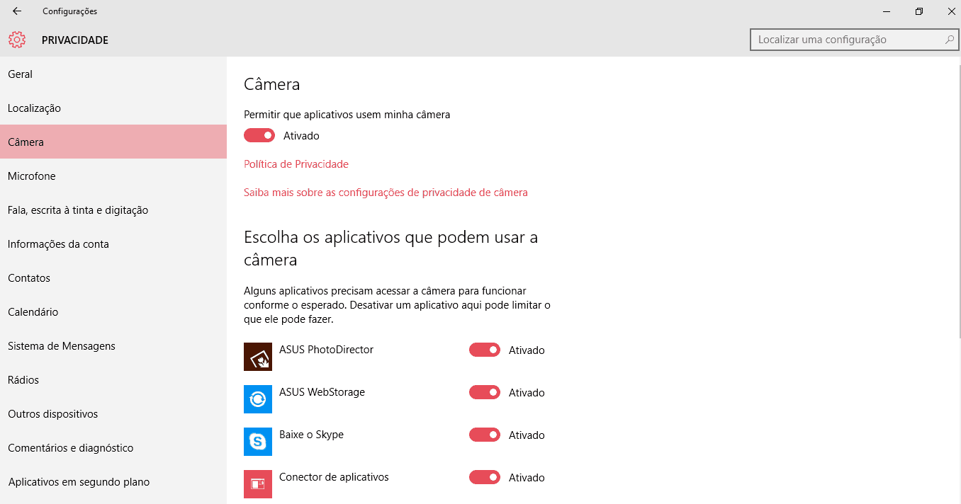 webcam no windows 10