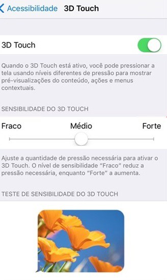ajustar o 3d touch