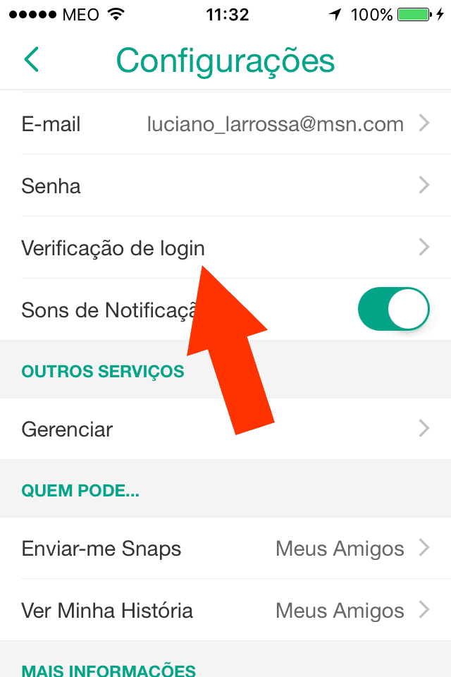 truques escondidos do Snapchat verificação de login