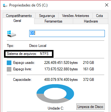 sistema de arquivos do PC