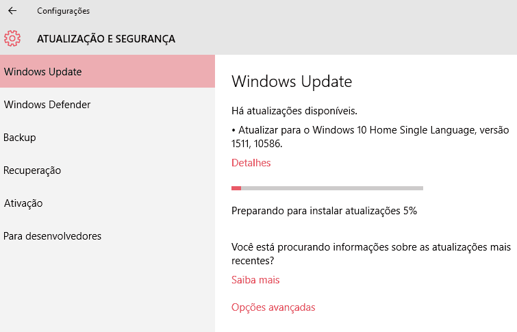 atualização Windows 10