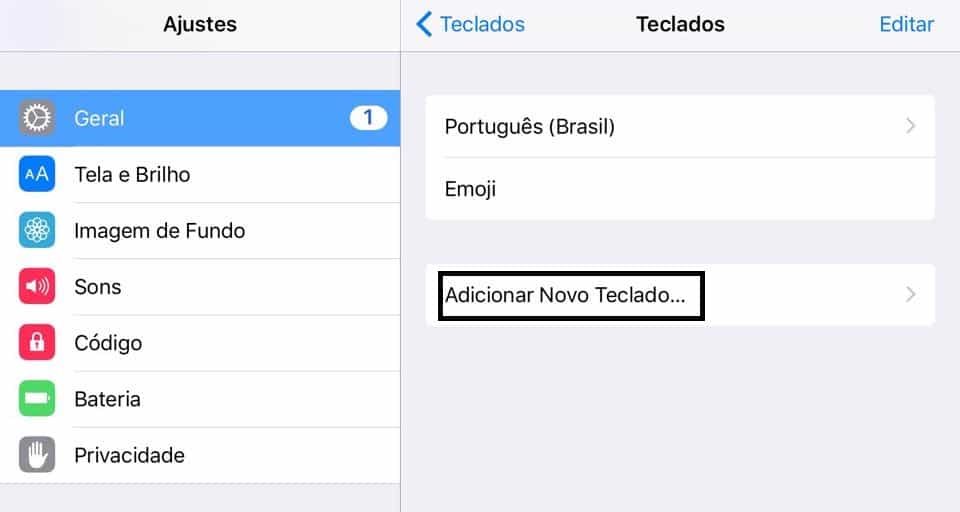 teclados do ios