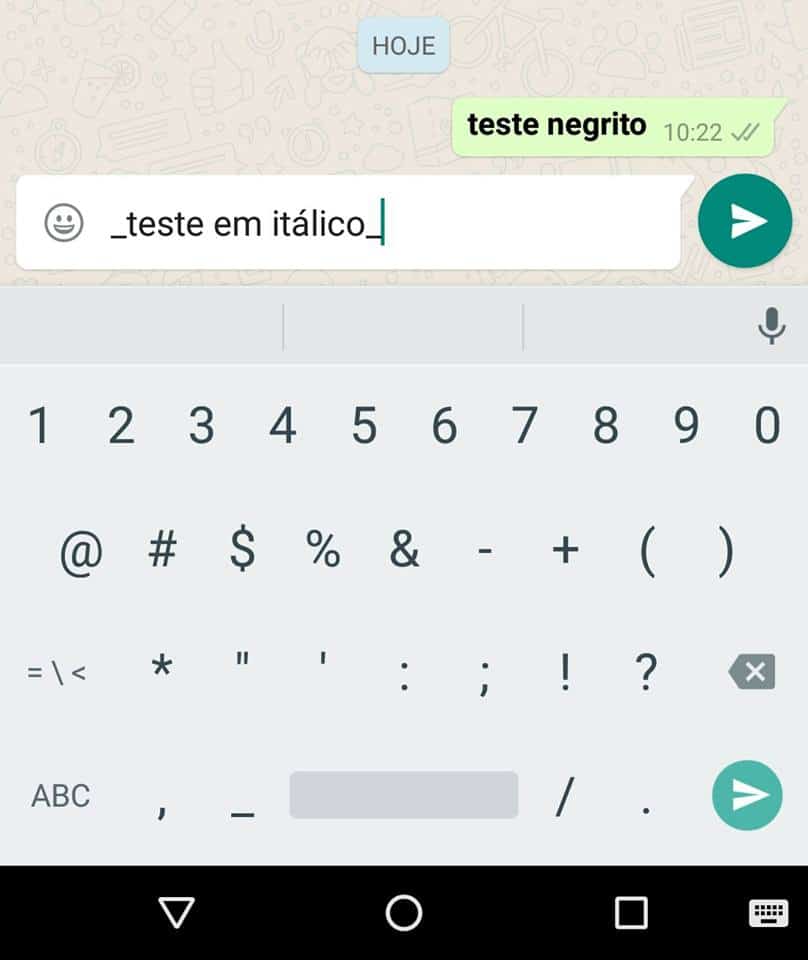 itálico no WhatsApp