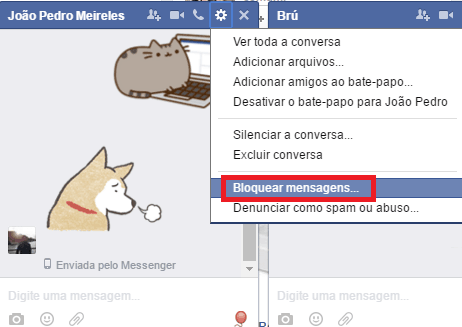 bloquear mensagens no facebook