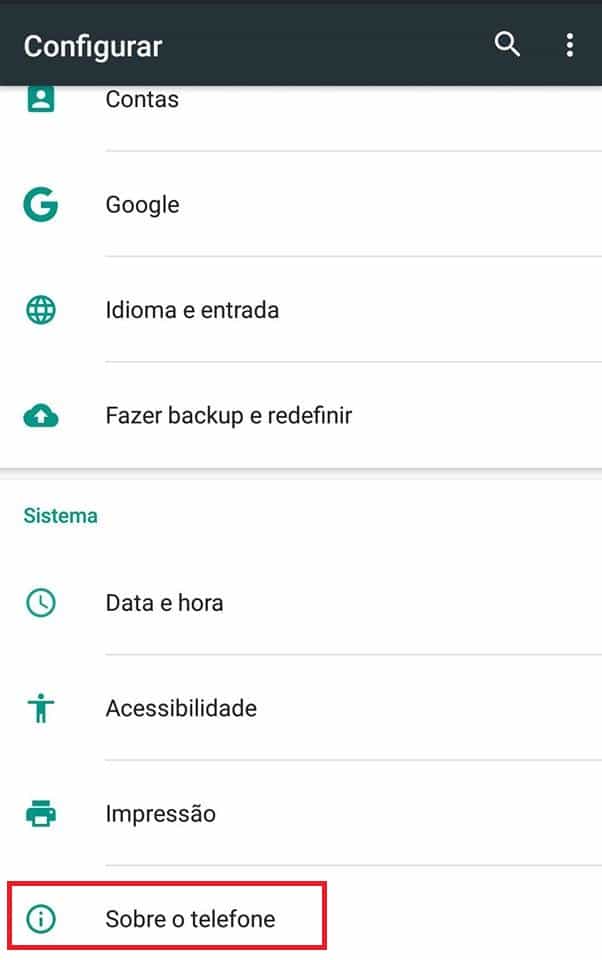 descobrir o IMEI configuracoes